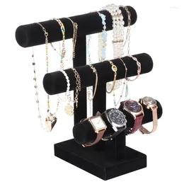 Jewellery Pouches 3-Tier Bracelet Holder Display Stand Desktop Organiser Velvet Detachable For Bracelets Watches