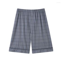 Men's Sleepwear Plaid Pyjama Pants For Men Home Furnishing Casual Short Trousers Pyjamas Knit Cotton Sleep Bottom Big Yards 4XL Wear