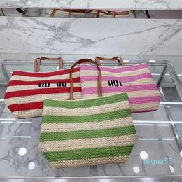 Leisure Shopping Bag for Women Fashion Manual Weave Straw Fabrics Large Capacity Vacation Beach Bags