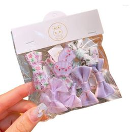 Hair Accessories 10pcs/Set Sweet Girls Elastic Bands Cute Bows Rope Ties Plaid Flower Kids Ponytail Holder Headdress