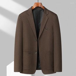 Men's Suits 2023 High-end Fashion Handsome Thousand Bird Check Slim Suit Smart Casual Four Seasons Polyester Blazers Regular