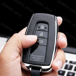 Key Rings Leather Car Key Fob Cover Case Holder Shell For Toyota Prius Camry Corolla CHR C-HR RAV4 Land Cruiser Prado Keychain Accessories J230413