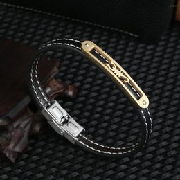 Charm Bracelets Fashion Men's Bracelet Stainless Steel Personality Scorpion Man Braided Genuine Leather Magnetic Clasp Bangle Gifts