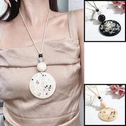 Pendant Necklaces GuanLong Vintage Long Rope Chain For Women Big Colourful Stone Pattern Round Party Fashion Jewellery