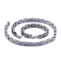Necklace Earrings Set Mens Women Jewelry Stainless Steel 5mm/6mm/8mm King Byzantine Bracelet & Unisexs