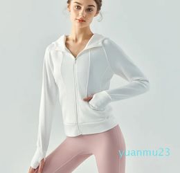 With Logo Women's Sports Coat Zipper Hooded Jackets Yoga Top