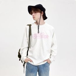 Men's T Shirts Letter Embroidery Sweatshirt Men's Spring Solid All Match Long-sleeved O Neck T-shirt Fashion Simple High-street