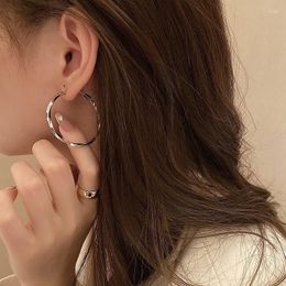 Stud Earrings Silver Needle Metal Twist Big Circle Earring Cold Wind Personality Fashion Exaggerated Female