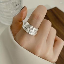 Cluster Rings 925 Sterling Silver Unique Lines Interware For Women Fine Jewelry Finger Vintage Ring Party Birthday Gift