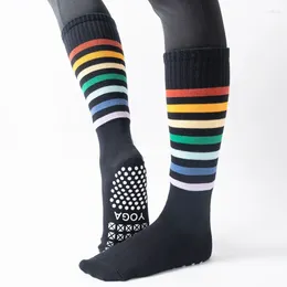 Athletic Socks Yoga Women Stripe Pile Dot Silicone Non-slip Pilates Over The Calf