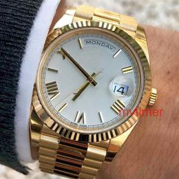 Rose Gold Men Geneva Watch Green Roman Dial mens Luxury Automatic Daydate Women's Fashion Mens Reloj Watches WristWatches 228296B