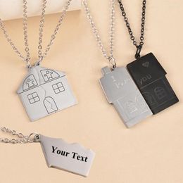 Pendant Necklaces House Puzzle Couples Necklace Matching Stainless Steel Family Home Building Pendants Set Lovers Jewellery Gifts For Her Him