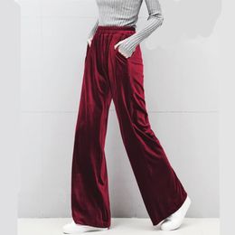 Women's Pants Capris Winter velvet trousers Korean fashion Women Autunm high waist streewear velour pants Big size black brown gray pants 6XL 230413