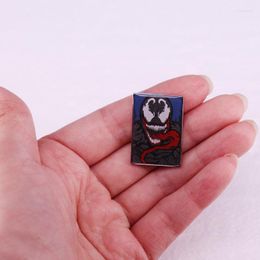 Brooches Creative Anti-Hero Rectangular Metal Badge Scary Smile Venom Brooch Fashionable Men Women Clothing Accessories Jewellery Gifts