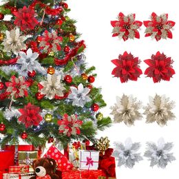 Christmas Decorations 1510pcs Glitter Artificial Flowers Merry Christmas Ornaments Christmas Tree Decorations for Home Year Wedding Party Decor 231113