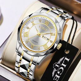 Wristwatches LIGE Top Luxury Men Quartz Watch For Sports Waterproof Luminous Stainless Steel Date Week Men's Watches Male Clock Reloj