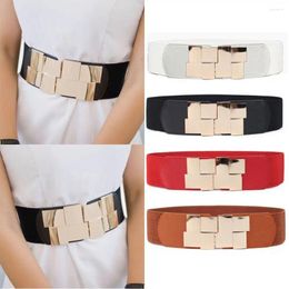 Belts Women All-match Stretch Vintage Wild Skirt Bands Square Buckle Waistband Elastic Waist Belt Ladies Dress Cummerbund