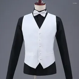 Men's Vests Retro Slim Fit Mens Suit Vest Casual Business Professional Sleeveless White Waistcoat Plus Size V Neck Button Up Top 4xl
