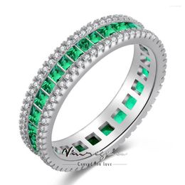 Cluster Rings Vinregem 2.25 MM Emerald Sapphire Gemstone Vintage 925 Sterling Silver Fine Jewellery For Women Wedding Band Wholesale