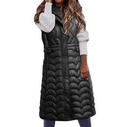 Women's Vests Autumn Winter Down Coat Vest Womens Knee Length Loose Sleeveless Hoodies Warm Thick Large Size Cotton Quilted Jackets