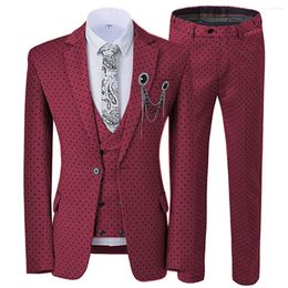 Men's Suits Polka Dots Suit Three Pieces One Button Notch Lapel Tuxedos For Dinner/Groom