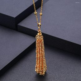 Chains JANEKELLY Fashion CZ Long Necklace Women Famous Better White Gold Color Crystal Statement Necklaces & Pendants For Party