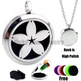 Pendant Necklaces Cherry Blossoms (30mm) / Essential Oils Diffuser Locket Necklace With Pads Stianless Steel Auto Aroma