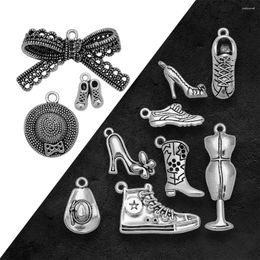 Charms Antique Silver Plated Cowboy High Heel Shoes Hat Clothes Pendant Diy Jewellery Supplies Bulk Wholesale Items Small Business