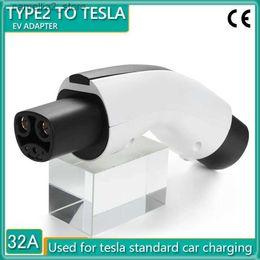 Electric Vehicle Accessories EV Adaptor Type2 To Tesla Plug EV Adapter 32A 7KW AC Electric Cars Vehicle Charger Charging Connector IEC 62196 Type 2 To TESLA Q231113