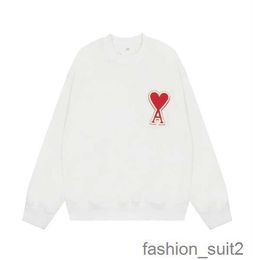 Amis Paris Hooded Male and Female Designer Sweater Embroidered Red Love Winter Round Neck Jumper Couple Sweatshirts men's and women's hoodie 3 F4B4