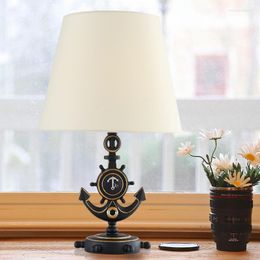 Table Lamps Mediterranean Rudder For Living Room Decoration Vintage Led Desk Lamp Bedroom Children's Bedside Night Lights