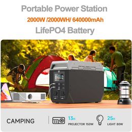 2040wh Portable Power Bank 20000W Outdoor Energy Supply Generator Power Storage Battery 640000mAh 110/220V/12V/5V Inverter