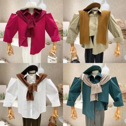 Women's Blouses & Shirts Clothing 2023 Autumn Design Off Shoulder Long Sleeve Shirt Loose Casual Coat Top With Shawl FemininaWom