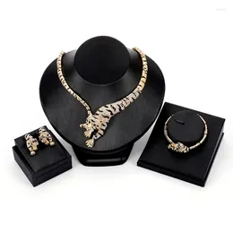 Necklace Earrings Set Perhiasan Uniseks Hiphop Bentuk Harimau Premium 3 Buah Kalung Anting Gelang Kerah Kepribadian Wanita Hadiah