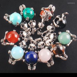 Pendant Necklaces Beautiful Jewellery 18x40mm Mix Stone Round Ball Skull Halloween Necklace With Chain PC3869