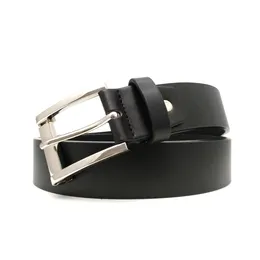 Belts 3.5 Cm Leather Belt Simple Fashion Length Adjustable Black Unisex Pin