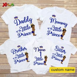 Family Matching Outfits Little Prince Shirts Birthday Party Shirt Boy Baby Shower Personalised Name Onesie 231113