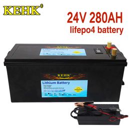 24V 280Ah LiFePO4 Battery 25.6V Built-in BMS Lithium Power Battery For RV Campers Golf Cart Off-Road Off-Grid Solar With Charger