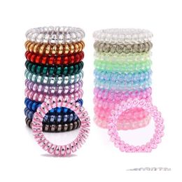 New Design Candy Colour Telephone Wire Cord Headband For Women Girls Elastic Hair Rubber Bands Ties Jewellery Accessories Drop Delivery Dhsxc