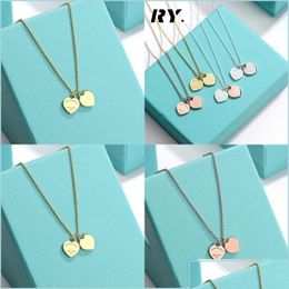 Pendant Necklaces Design Brand Classic Double Heart Love Necklace Clavicle Cupronickel Gold Sier For Women Jewelry Drop Delivery Pend Dhi0B