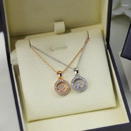 Pendant Necklaces Designer Collection Fashion Style Chain Necklace Women Lady Inlay Cubic Zircon Happy Snowflakes Plated Gold Colour Round