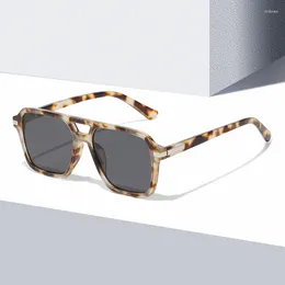 Sunglasses 2023 Double Beam Square Pilot For Men Women Vintage Fashion Designer Glasses Driving Eyewear Gafas De Sol Hombre