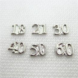 Charms 60pcs/lot Mix 18 21 30 40 50 60 Number Floating Living Glass Memorty Lockets Pendants Diy Jewellery