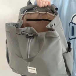School Bags Large Capacity Drawstring Backpack 2023 Waterproof Grey Commuting Handbag Nylon Shoulder Rucksack Unisex