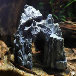 Decorations Aquarium Rockery Decor Fish Tank Mountain Hideout Resin Skull Rockery Landscaping Fish Shrimp Breeding Cave Aquarium Ornament 231113