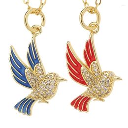 Pendant Necklaces Y2K Compact Exquisite Punk Eagle Necklace Cute Red/Blue Enamel Charm Choker For Women Men Couple Jewelry Gifts Presents