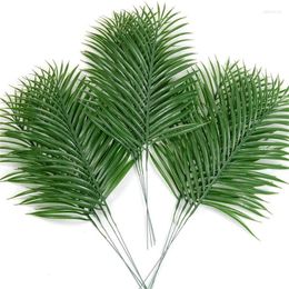 Decorative Flowers 5/10 Pcs Large Palm Leaves Greenery Faux Fronds Tropical Artificial Plants For Hawaiian Party Jungle Decorations