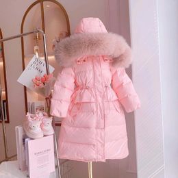 Down Coat Girls' 2023 Cotton Clothes Casual Long Thickened And Warm Trend For Little Girls