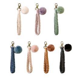 Keychains Lanyards Mini Macrame Keychains Boho Macrame Keyring Charms for Car Key Purse Phone Supply for Keys Hairball Wristlet Strap Decor 230413