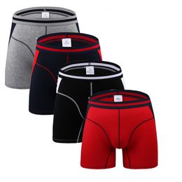 Underpants 4Pcs/lot Long Leg Mens Boxers Shorts Male Panties Slip Underpants U-Convex Man Underwear Sexy Comfortable Boxer Male M-2XL 230413